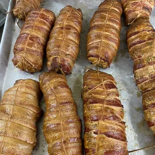 Bacon wrapped chicken roulade