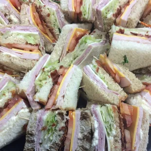a platter of sandwiches