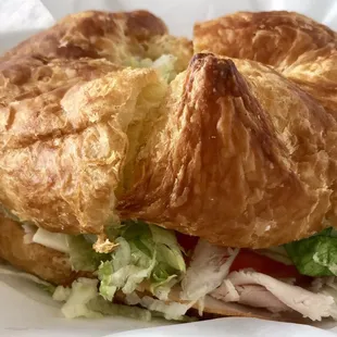 Turkey, Bacon and Swiss on a buttery croissant