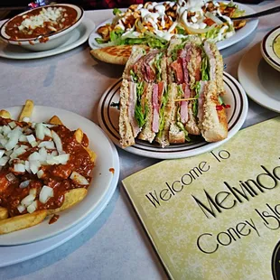 Great Club, Chili Fries, Chili Special, Grilled Chicken Salad n Chicken Rice Soup