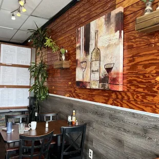 Dining room is small but welcoming