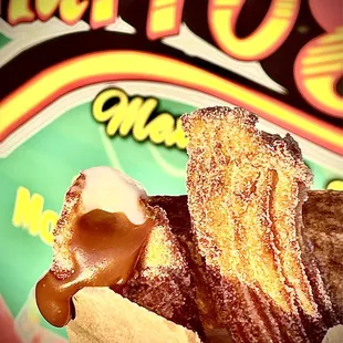 Another beauty shot...regular churro and a combo caramel/vanilla filled...