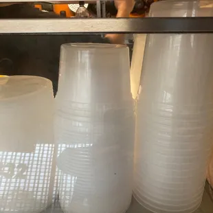 plastic cups stacked on top of each other