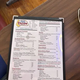 Front of Menu