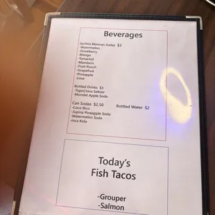 Back of Menu