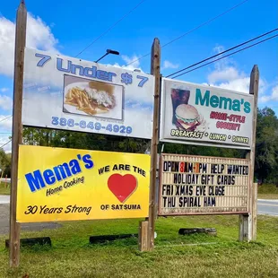 sign for mema's