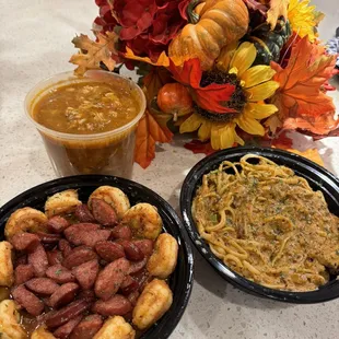 Gumbo 16oz, Creole Alfredo Pasta , Shrimp Grits
