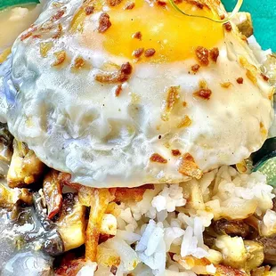 the bowl (gf) $15 curry mushrooms, hashbrowns fish sauce gravy, fried egg* jasmine rice, fried garlic, scallion