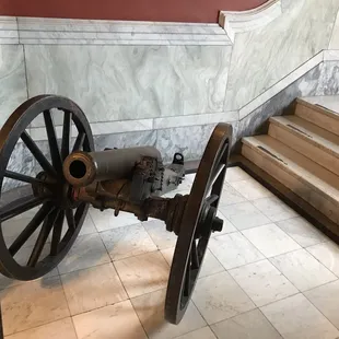 a cannon on display in a museum