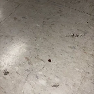Drops of blood in the room we were in.
