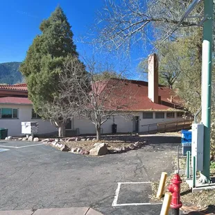 Doors to public restrooms, attached to City Hall, just south of Fountain Creek