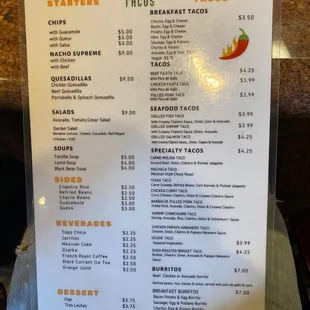 menu