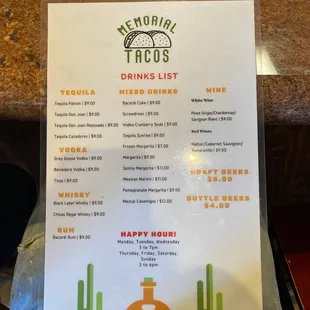 menu