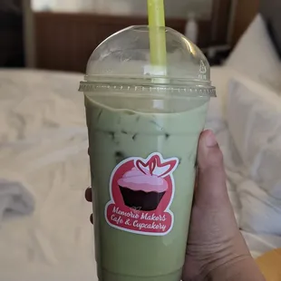 Matcha bubble tea with crystal boba. Unfortunately they don't carry traditional tapioca pearls