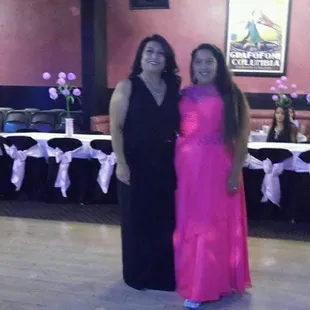 With my daughter by the tables