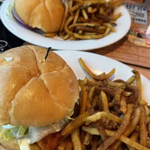 Buffalo chicken Sammy and mexi burger!