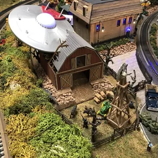 Roswell ufo crash complete with blinking lights, aliens and cows!