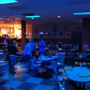 With the black lights at night