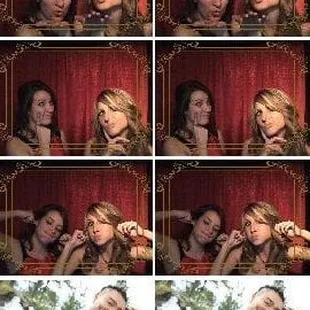 Sample photo-strip.  3 photos, 2 prints, one logo.