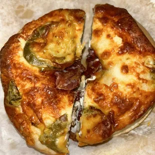 Jalapeno cheddar with plain cream cheese and bacon