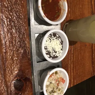 Salsa bean dip and cabbage