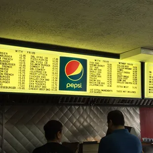 Menu, zoom in for prices