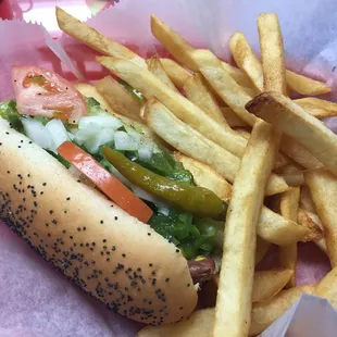 Authentic Chicago dog at Memo&apos;s :) Great quick bite to eat.