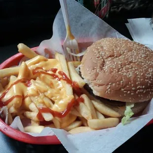 Cheeseburger with cheese fries :)