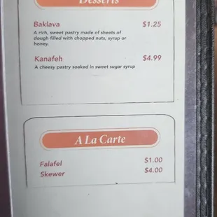 a menu