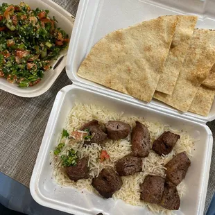 Steak plate and tabouli