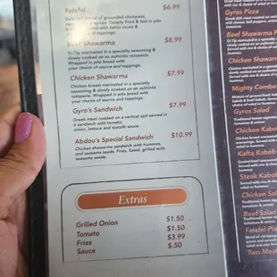 menu