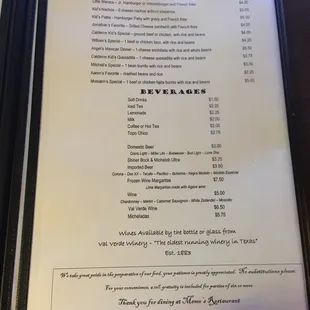 menu