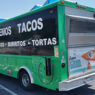 a food truck in a parking lot