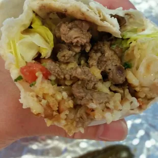 Inside super burrito.