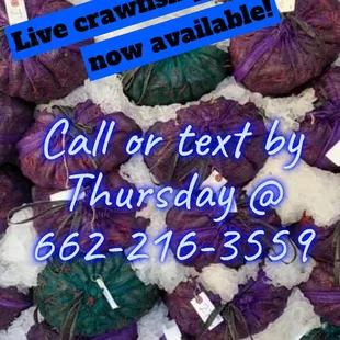 Live sacks available by pre-order