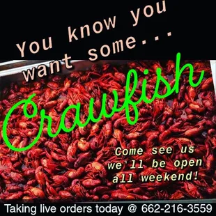 Crawfish season isn't over yet! We're sticking up for the weekend, come see us!