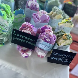 a variety of soaps