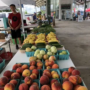 a table of fruit and vegetables