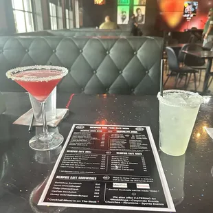 Strawberry lemon drop w/ sugar on the rim &amp; a Memphis margarita w/ sugar on the rim.