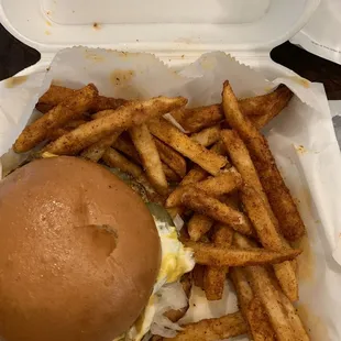 Cheeseburger and fries