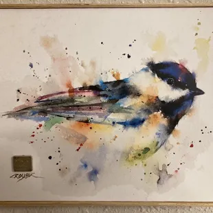 purchase from gift shop (painting of a black-capped chickadee)