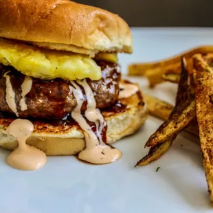 a burger and french fries