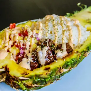 the inside of a pineapple