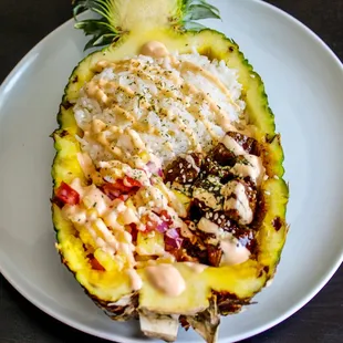 a pineapple on a plate