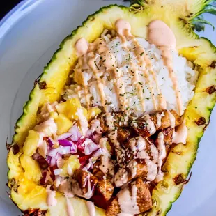 the inside of a pineapple