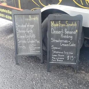 menus on the side of a food truck