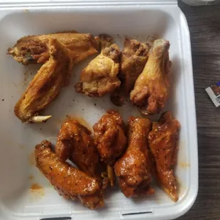 5 regular fried and 5 honey hot lemon pepper