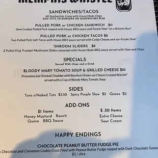 Food menu