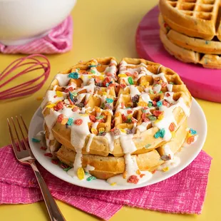 Double Glazed Fruity Pebble Waffle
