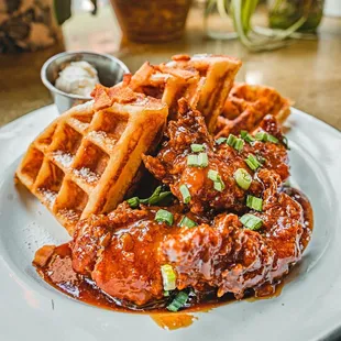 4 Cut Caramel Glazed Waffles &amp; Tenders